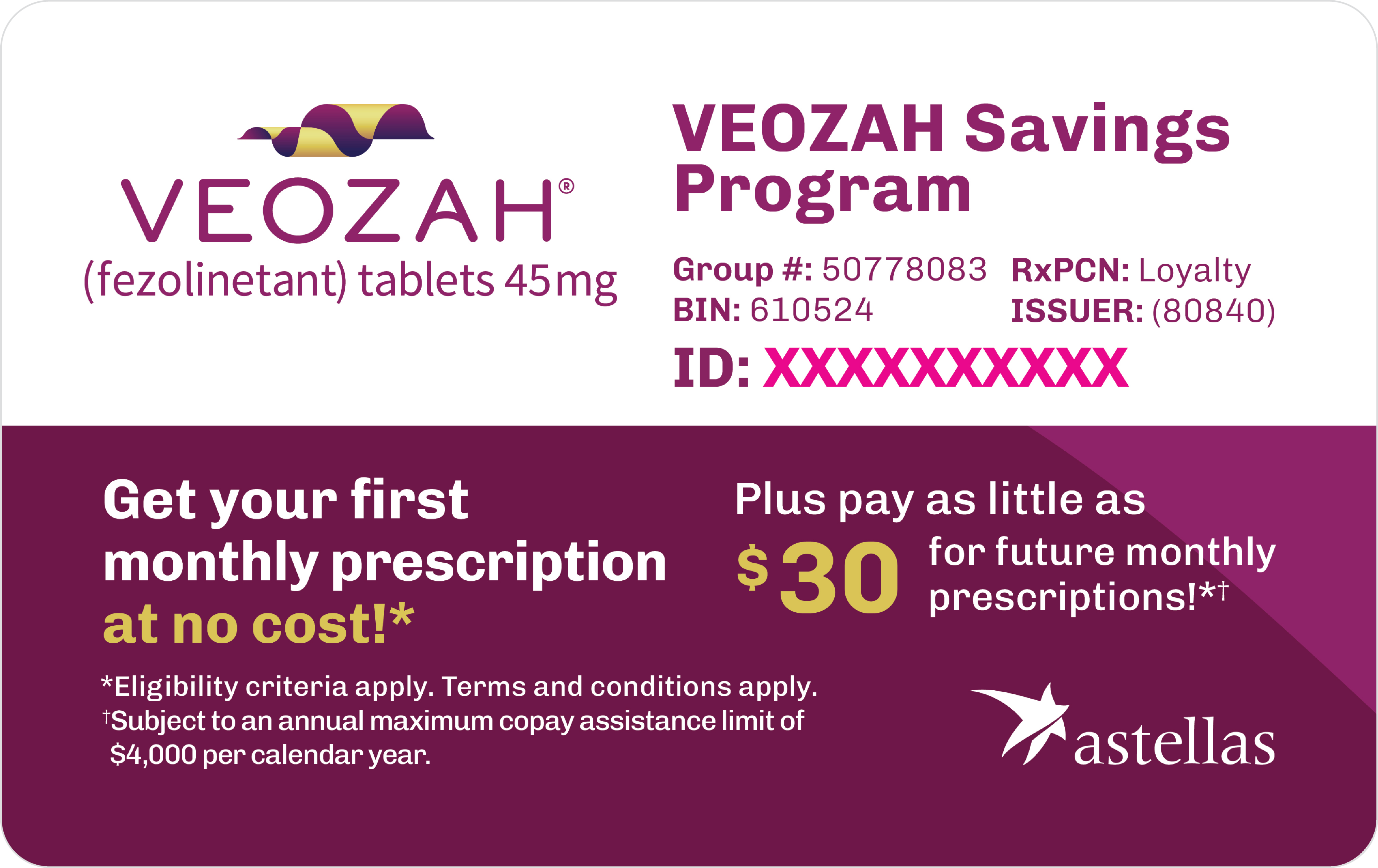 Veozah Savings Card